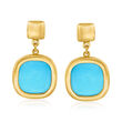Italian Small Turquoise Drop Earrings in 14kt Yellow Gold