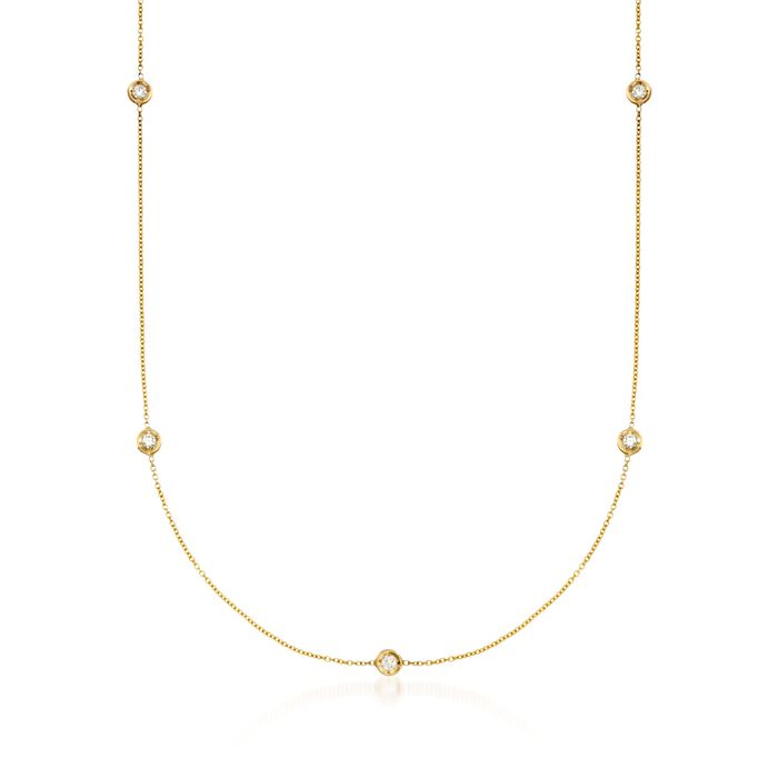 Roberto Coin .23 ct. t.w. Diamond Station Necklace in 18kt Yellow Gold