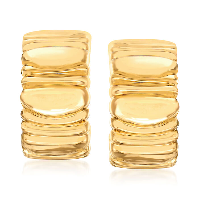 C. 1992 Vintage Cartier 18kt Yellow Gold Ridged Clip-On Earrings