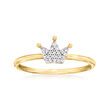 Diamond-Accented Crown Ring in 14kt Yellow Gold