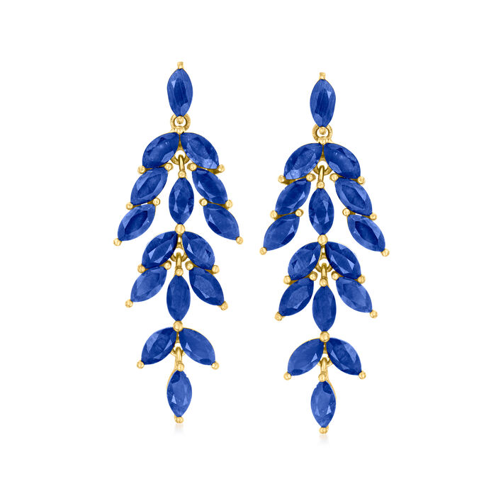 7.25 ct. t.w. Sapphire Chandelier Earrings in 18kt Gold Over Sterling