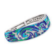 Belle Etoile &quot;Ocean Wave&quot; Multicolored Enamel Bangle Bracelet with 1.00 ct. t.w. CZs in Sterling Silver