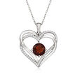 Birthstone Heart Pendant Necklace with CZs in Sterling Silver 01-Jan/Garnet 18-inch