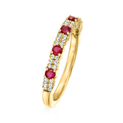 .30 ct. t.w. Ruby and .20 ct. t.w. Diamond Ring in 18kt Yellow Gold