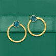 Italian 1.50 ct. t.w. London Blue Topaz Open-Circle Earrings in 14kt Yellow Gold