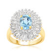 1.50 Carat Sky Blue Topaz Ring with 2.00 ct. t.w. White Topaz in 18kt Gold Over Sterling
