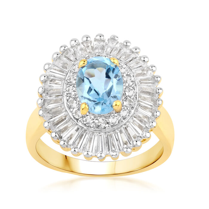 1.50 Carat Sky Blue Topaz Ring with 2.00 ct. t.w. White Topaz in 18kt Gold Over Sterling