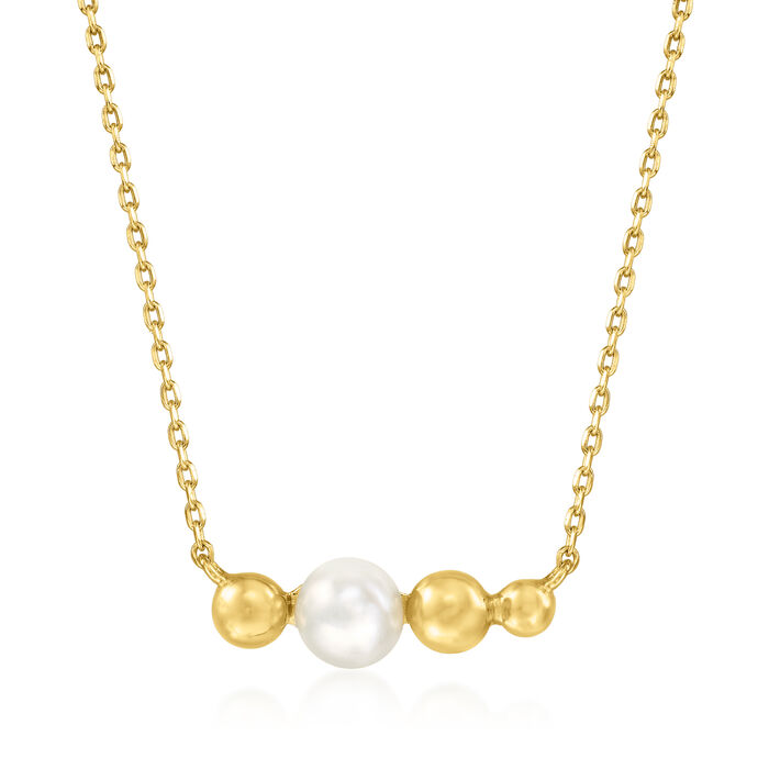 6mm Cultured Pearl Bead Necklace in 18kt Gold Over Sterling