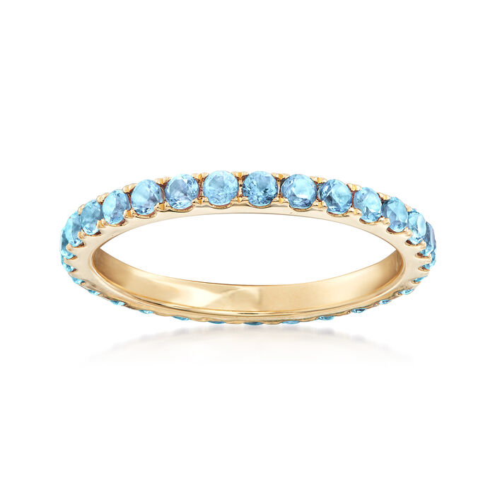 1.00 ct. t.w. Blue Topaz Eternity Band in 14kt Yellow Gold
