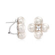 9-9.5mm Cultured Pearl and .16 ct. t.w. Diamond Earrings in 14kt White Gold
