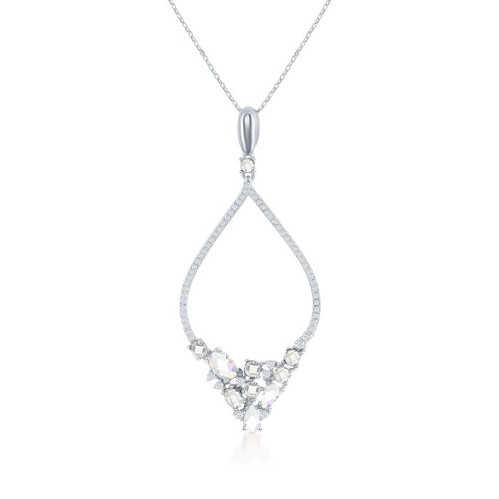 2.10 ct. t.w. CZ Open Pendant Necklace in Sterling Silver