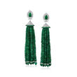 81.60 ct. t.w. Emerald Tassel Drop Earrings with 2.80 ct. t.w. Diamonds in 18kt White Gold