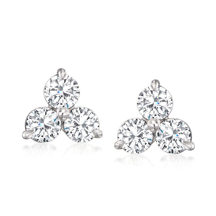 .50 ct. t.w. Diamond Three-Stone Earrings in 14kt White Gold