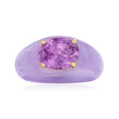 Lavender Jade and 3.00 Carat Amethyst Ring with 14kt Yellow Gold