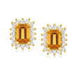 2.00 ct. t.w. Citrine Earrings with .56 ct. t.w. Diamonds in 14kt Yellow Gold