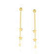 14kt Yellow Gold Three-Strand Dangle Star Earrings