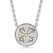 Andrea Candela &quot;Tesoro Gema&quot; Diamond-Accented Floral Necklace in Sterling Silver with 18kt Yellow Gold