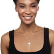 Charles Garnier .31 ct. t.w. CZ Cross Pendant Paper Clip Link Necklace in Sterling Silver 17-inch