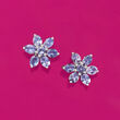 2.10 ct. t.w. Tanzanite Flower Earrings in Sterling Silver