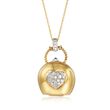 C. 1990 Vintage .45 ct. t.w. Diamond Heart Purse Charm Necklace With Sapphire in 14kt and 18kt Gold