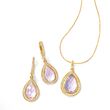 4.00 ct. t.w. Amethyst and .32 ct. t.w. Diamond Drop Earrings in 14kt Yellow Gold 