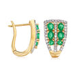 1.60 ct. t.w. Emerald and .70 ct. t.w. White Topaz Earrings in 18kt Gold Over Sterling