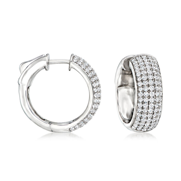 1.50 ct. t.w. Pave Diamond Hoop Earrings in Sterling Silver