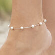 7-7.5mm Cultured Pearl Station Anklet in Sterling Silver