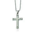 Men's Stainless Steel Brushed Cross Pendant Necklace. 24&quot;