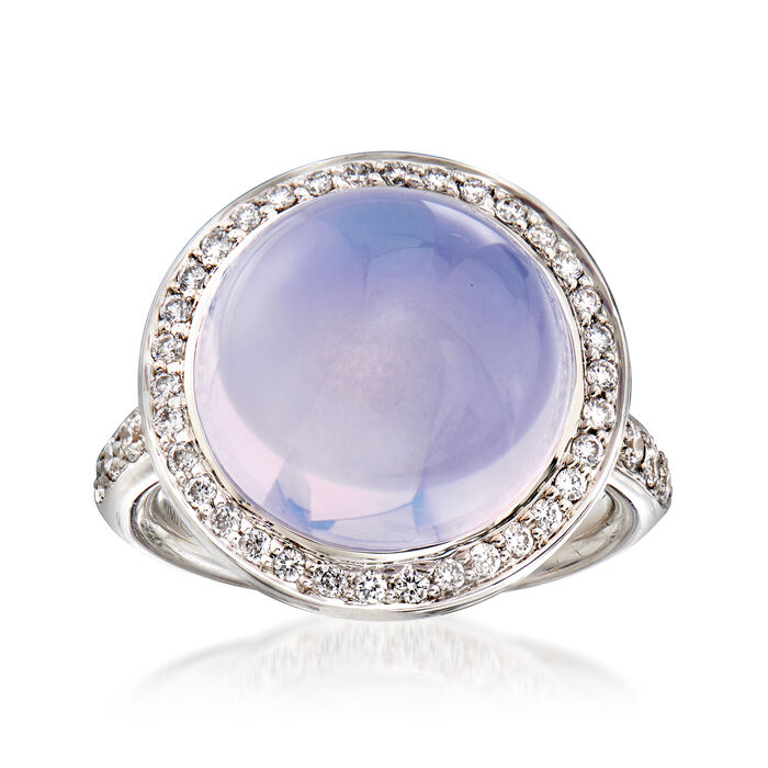 C. 2000 Vintage Mimi Milano Lavender Chalcedony and .55 ct. t.w. Diamond Ring in 18kt White Gold
