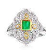 .30 Carat Emerald and .27 ct. t.w. Diamond Ring in 14kt Two-Tone Gold