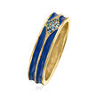 Sapphire-Accented Ring with Blue Enamel in 18kt Gold Over Sterling