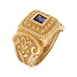 C. 1980 Vintage .30 Carat Iolite Beaded Ring in 14kt Yellow Gold