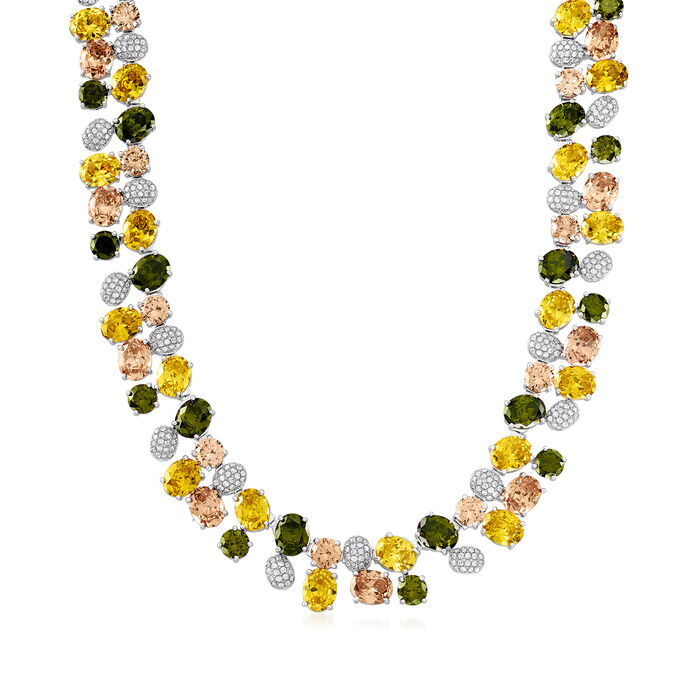 139.50 ct. t.w. Multicolored CZ Necklace in Sterling Silver