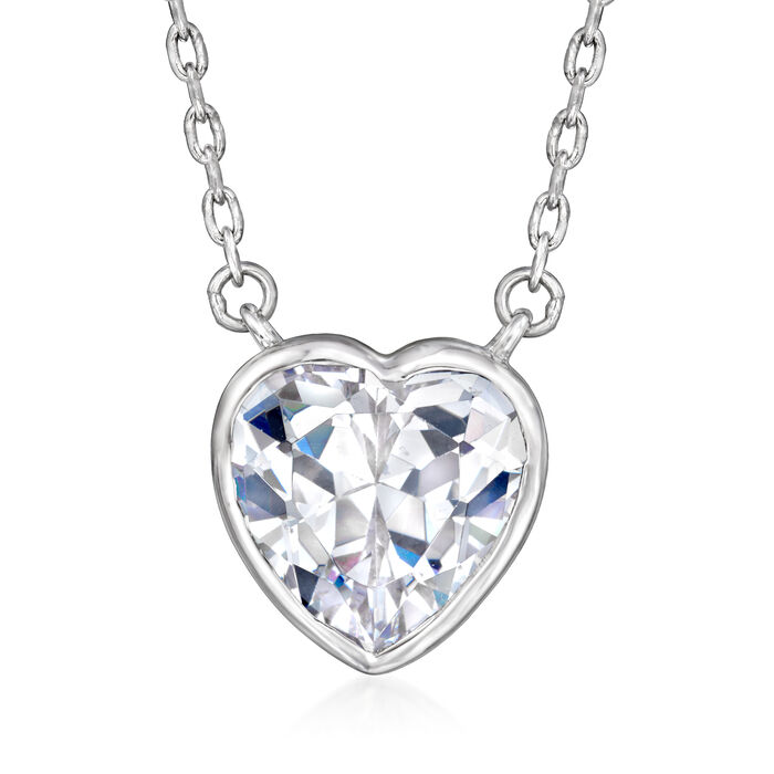 3.70 Carat CZ Heart Necklace in Sterling Silver