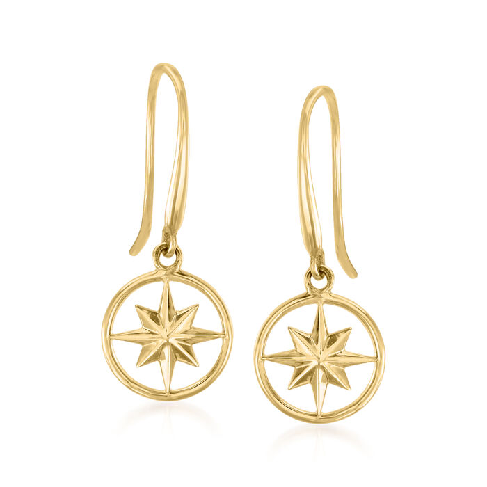 14kt Yellow Gold North Star Drop Earrings