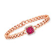 1.10 ct. t.w. Ruby and .28 ct. t.w. Diamond Cuban-Link Bracelet in 14kt Rose Gold