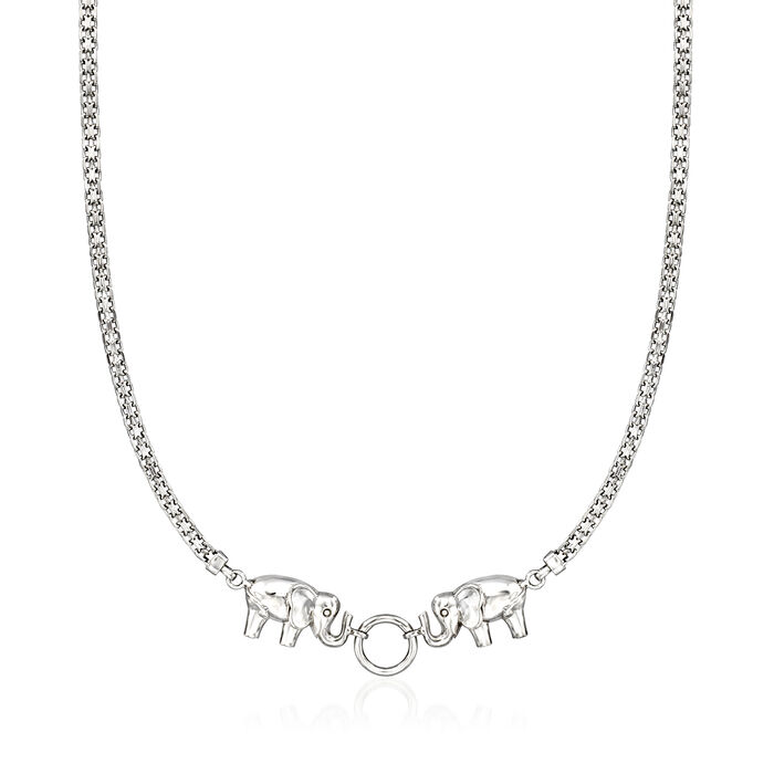 Sterling Silver Elephant Bismark-Link Necklace
