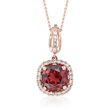 1.50 Carat Garnet and .18 ct. t.w. Diamond Pendant Necklace in 14kt Rose Gold