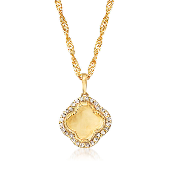 .15 ct. t.w. Diamond Clover Pendant Necklace in 18kt Gold Over Sterling