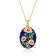 Multicolored Enamel Flower Pendant Necklace in 18kt Gold Over Sterling