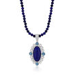 Lapis Pendant Necklace with 1.70 ct. t.w. White and Swiss Blue Topaz in Sterling Silver