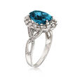 C. 1990 Vintage 4.05 Carat Blue Topaz and .55 ct. t.w. Diamond Ring in 14kt White Gold