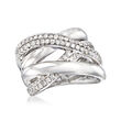 1.00 ct. t.w. Pave Diamond Highway Ring in Sterling Silver