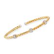 Charles Garnier &quot;Torino&quot; .30 ct. t.w. CZ Cuff Bracelet in 18kt Yellow Gold Over Sterling