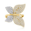 1.60 ct. t.w. CZ Butterfly Ring in 18kt Gold Over Sterling