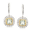 4.10 ct. t.w. Prasiolite Drop Earrings in Sterling Silver with 14kt Yellow Gold
