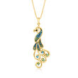 .33 ct. t.w. Multicolored Diamond Peacock Pendant Necklace in 18kt Gold Over Sterling