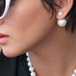 8-16mm Shell Pearl Front-Back Earrings in Sterling Silver
