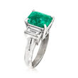 C. 1980 Vintage 1.92 Carat Emerald and .84 ct. t.w. Diamond Ring in Platinum